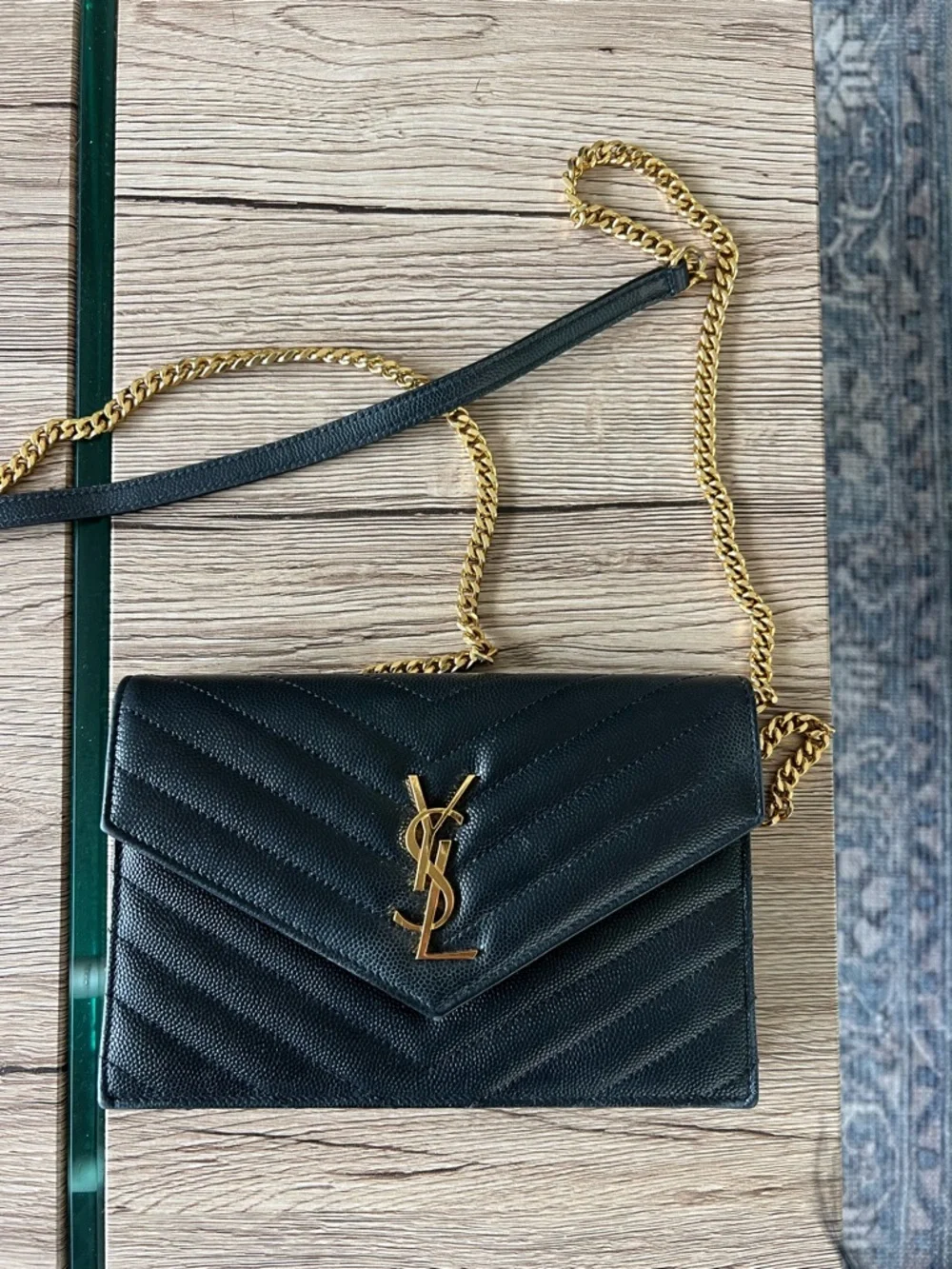 YSL Quilted Envelope Crossbody with Gold Chain - Picture 1 of 3